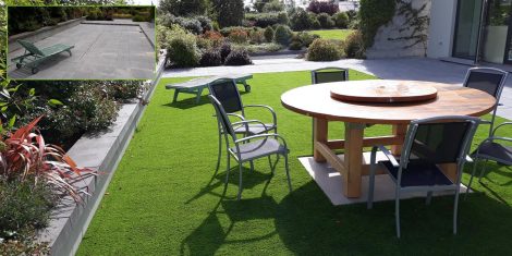 artificial grass installation onto patio