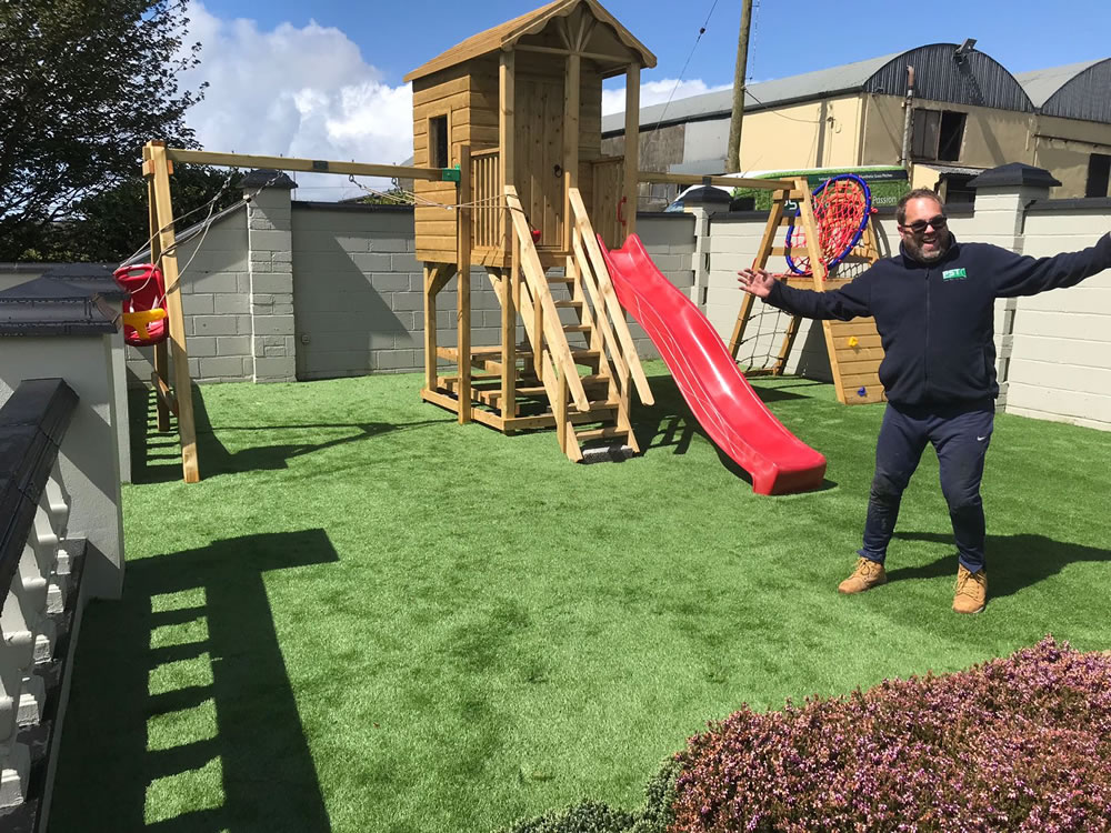 Artificial grass play area for kids