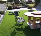 artificial grass installation onto patio