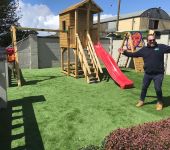 Artificial grass play area for kids